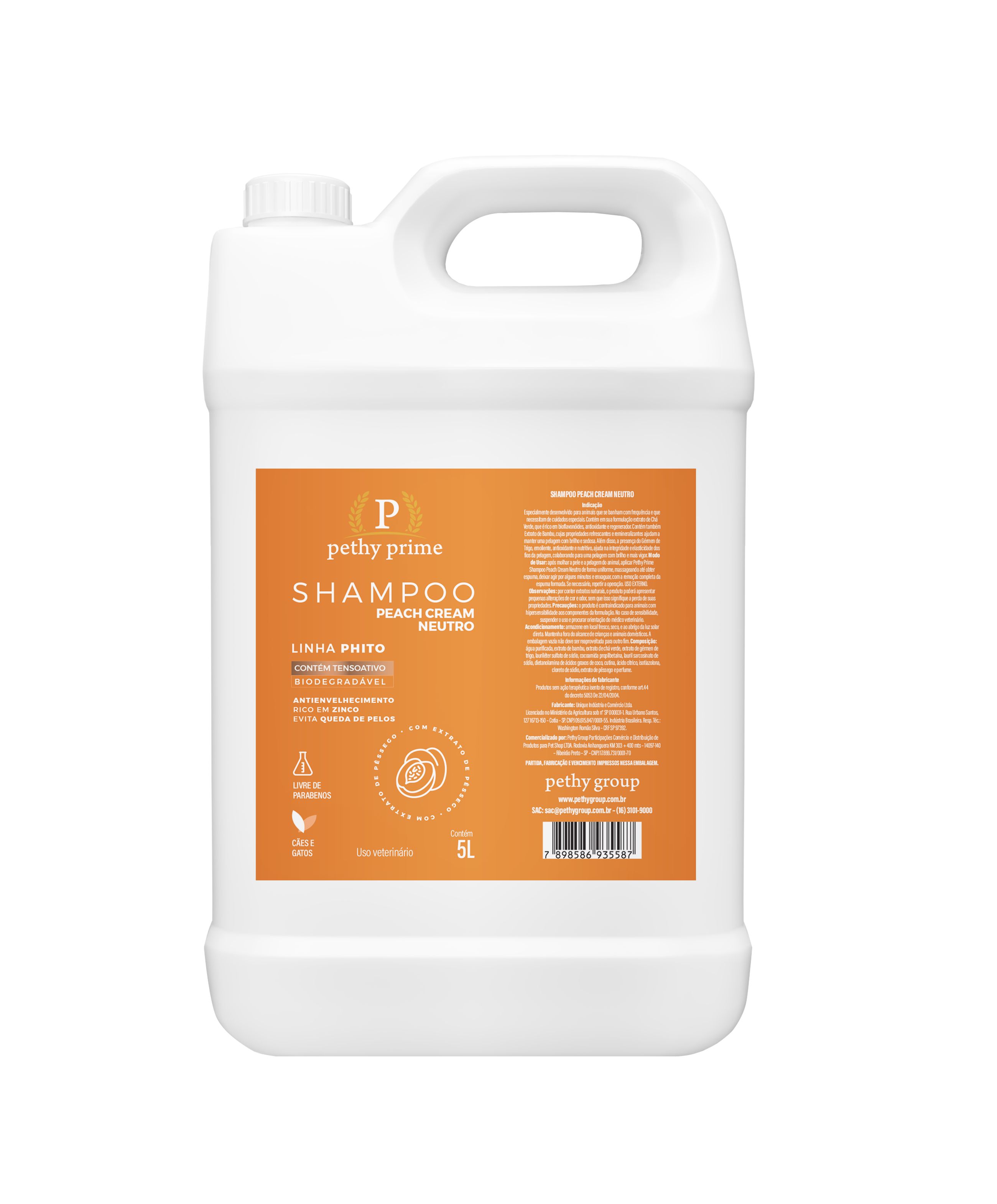 SHAMPOO P/CAO NEUTRO PEACH CREAM 5L